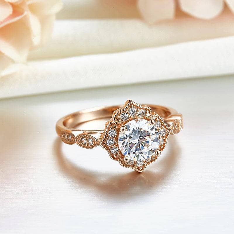 2.55 Carat 7mm Cushion Cut Morganite Wedding Set Bridal Engagement Ring On  10k Rose Gold Vintage Art Deco Antique Flower Halo Design - Walmart.com